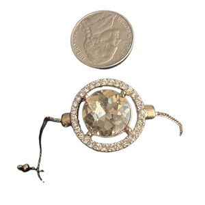 Gold-tone Bracelet with Smoky Topaz and Crystal Center